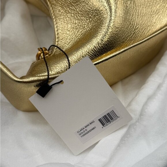 🆕 OROTON 🧿 NWT Clara Mini Convertible Crossbody Bag, Crinkle Gold Leather - Picture 14 of 15